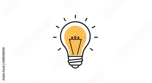 Bright idea glowing lightbulb symbolizing creativity and innovation for business success
