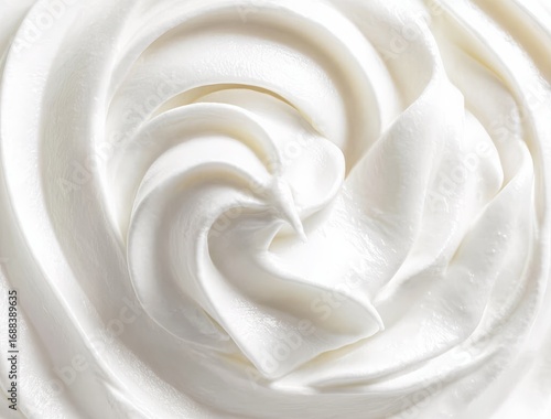 A close-up view of creamy white vanilla swirl yogurt.