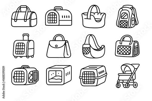 Stroller vector premium soft icon bag backpack pet luxury carrier