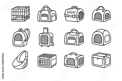 Pet sling carrier vector bag portable backpack trekking tote icons icon travel