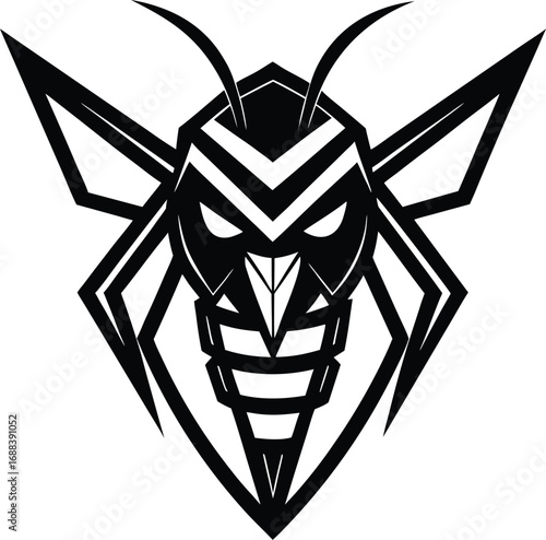 a geometric hornet head logo  angular and aggressi.eps
