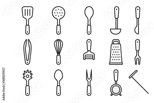 Spatula vector icon peeler meat whisk utensils tongs server spoon fork essential