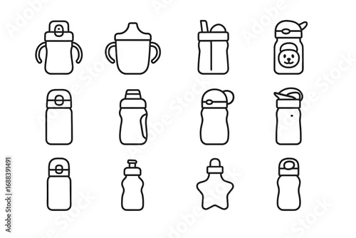 Flask kids bottle sippy insulated hydration thermos straw icons icon ergonomic lightweight