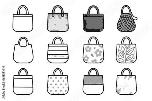 Tote floral icon blue bag reusable cotton colorful eco artistic vector green