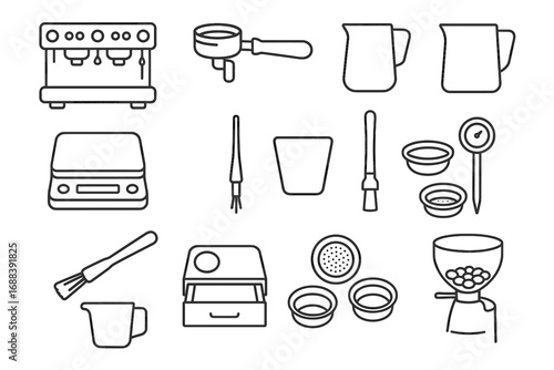 Dual thermometer vector commercial knock brewing icon precision bean group barista icons
