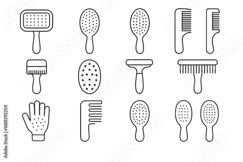 Tool grooming vector icon brush bamboo comb detangling glove pet deshedding eco
