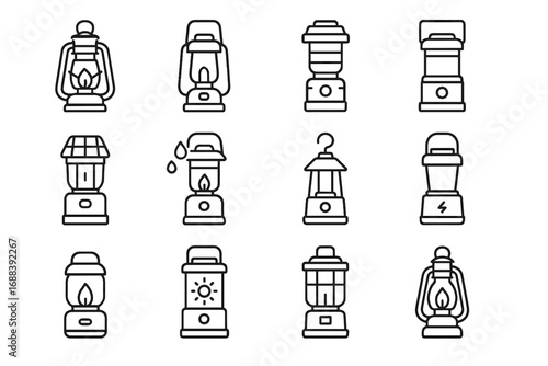 Camping hanging lantern waterproof metal pocket vector brightness icons classic rechargeable icon