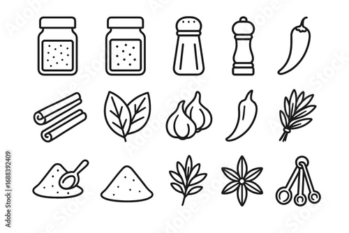 Paprika vector leaves star ground measuring icons cloves spice shaker icon cooking