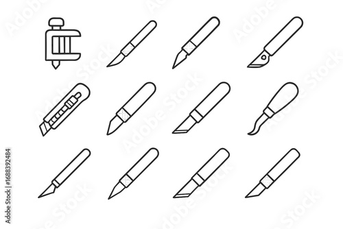 Scrapbooking craft trimming vector model tools knife cutting hobby icon blade stencil