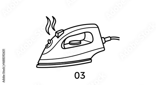 Steaming iron ready to smooth wrinkles, perfect for laundry, household chores, and clean clothes