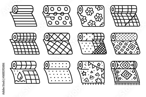 Vector icon waterproof blanket icons polka printed dot picnic minimalist pattern