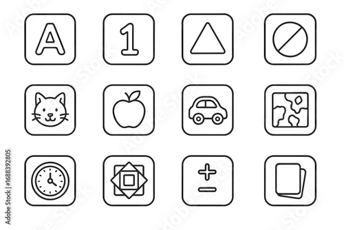 Animal vehicle vector game educational tokens math color number symbol icon geometric