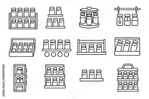 Magnetic icon rotating tiered vertical icons hanging stand vector rack storage spice