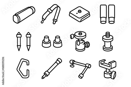 Extension leg vector tripod feet arm accessories bag mount icon icons clamp