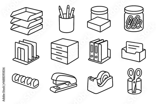 Document wire icons scissors folder shallow holder pen icon office organizer vector