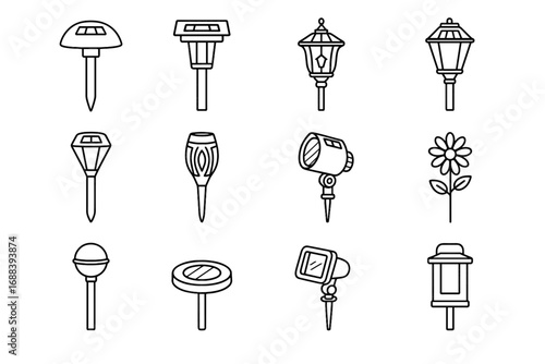 Flame light disk icon vector post streetlamp design lantern solar torch