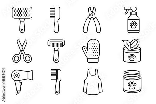 Removal flea cape waterproof pet tool comb vector icon brush grooming