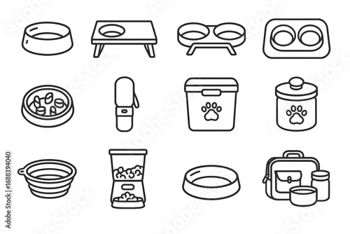 Storage food double steel silicone pet icons wooden icon vector feeding bowl