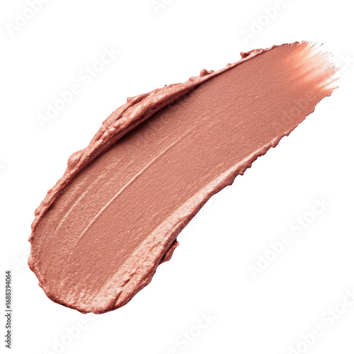 Smear of shimmering pink lipstick isolated on transparent background for beauty concepts