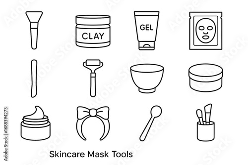 Icon tube jar collection vector clay skincare roller mask holder gel
