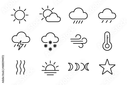 Icon sun solid swirl rain reading vector wave set morning weather flurries