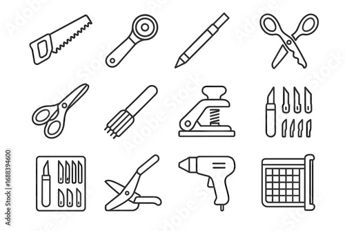 Handheld icon vector art crafting tool miter shears icons pinking stencil scissors