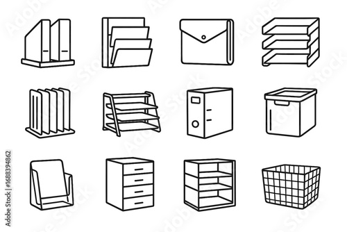 Portable metal document office sorter tower expanding icons vector lever paper icon