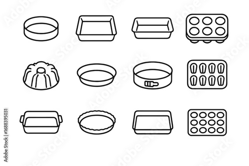 Bundt round madeleine baking tray icon icons pan cake loaf brownie vector