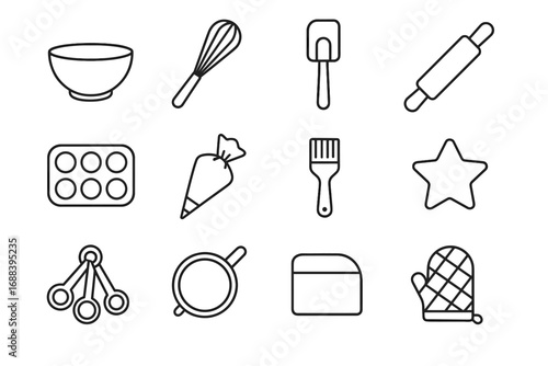 Spatula rolling bag dough utensils pin icon icons scraper baking vector piping