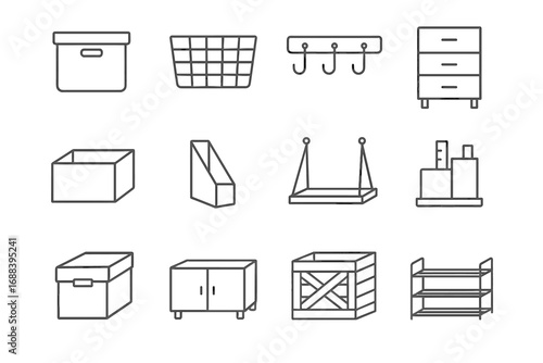 Shelf wire organizer shoe storage magazine vector rack foldable icon minimalist filing