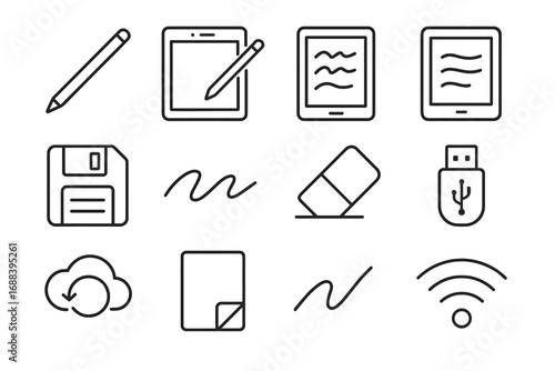 Icon cloud icons flip stroke vector usb sync writing wireless tool digital