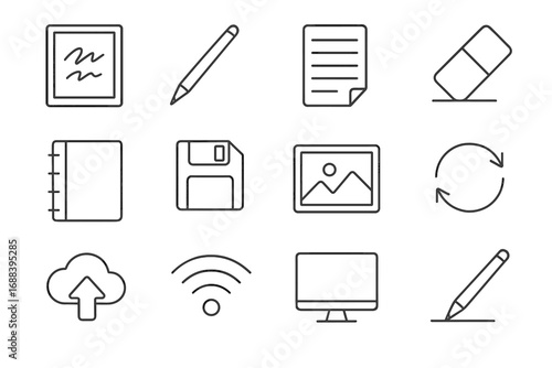 Digital erase tools writing sheet vector handwriting icon screen notebook tool stylus