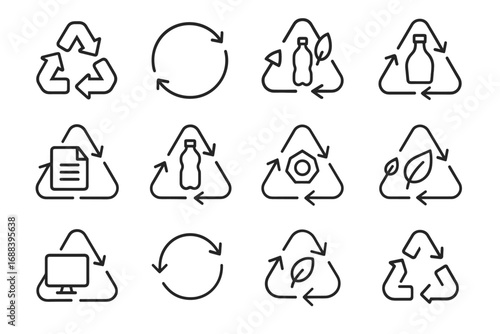Mark icons leaf symbol vector grid metal emblem logo arrows icon recycling