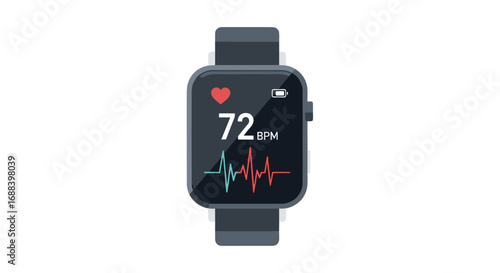 Modern smartwatch displays vital heart rate and ECG data empowering health monitoring and fitness tracking for a vibrant active lifestyle, Generative AI.