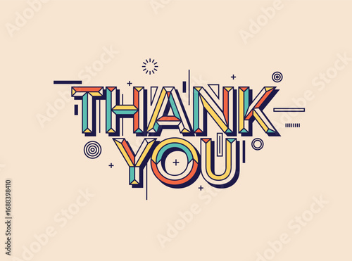 Thank you text in modern typography. Design for graphics, typographic poster, web design, greeting card, banner and poster.