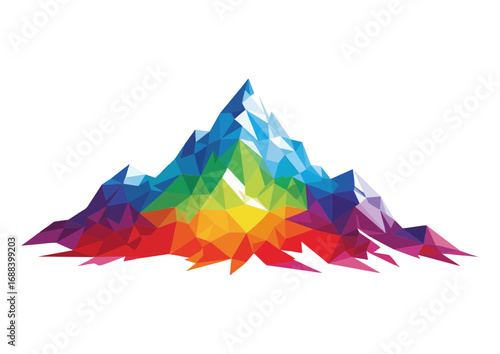 Polygonal rainbow mountain range with vibrant colors