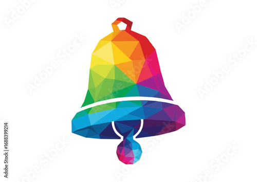 Polygonal rainbow bell with vibrant colors 