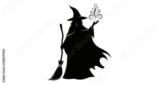 Witch Casting Spell Silhouette