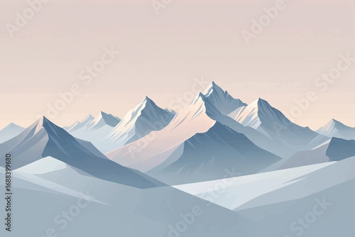 Snowy mountain range at dawn