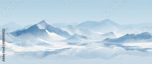 Wallpaper Mural Misty, Pale Blue Mountains Reflecting on a Frozen Lake Torontodigital.ca