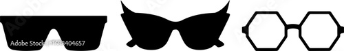 Three distinct styles of sunglasses presented clearly for visual selection