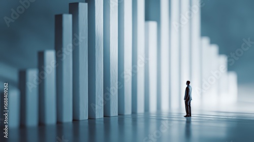 A business man standing in front of a building.