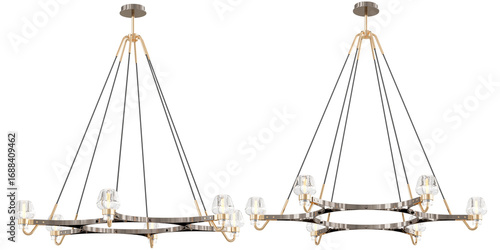 cut out interior modern lamp - with white background - elegant style -minimal Chandelier light