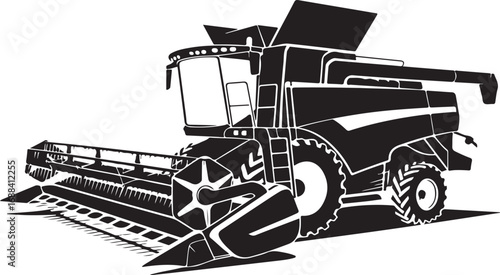 Detailed Silhouette of a Modern Combine Harvester for Agricultural and Farming Applications