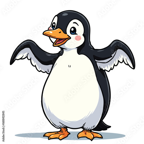 Cute Cartoon Penguin Illustration, Cute Animal Vector Illustration