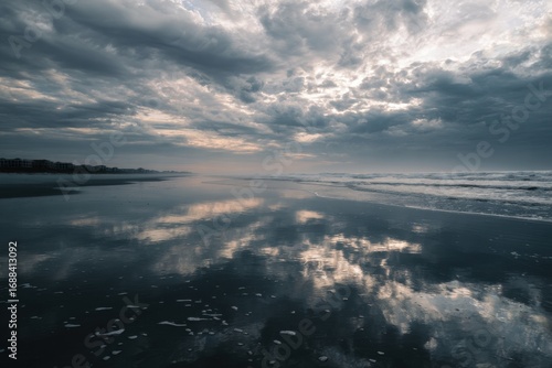 Calm before the storm.  Coastal sunrise reflected