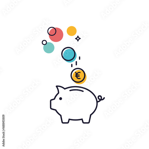 Piggy bank with coins falling into slot symbolizing financial growth savings investment