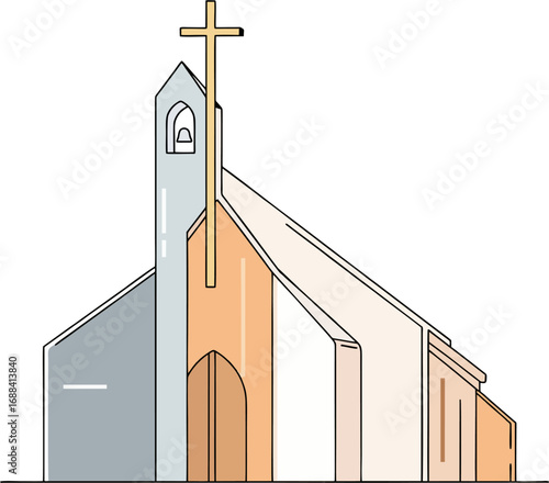 Simple Vector Illustration of a Modern Church Building