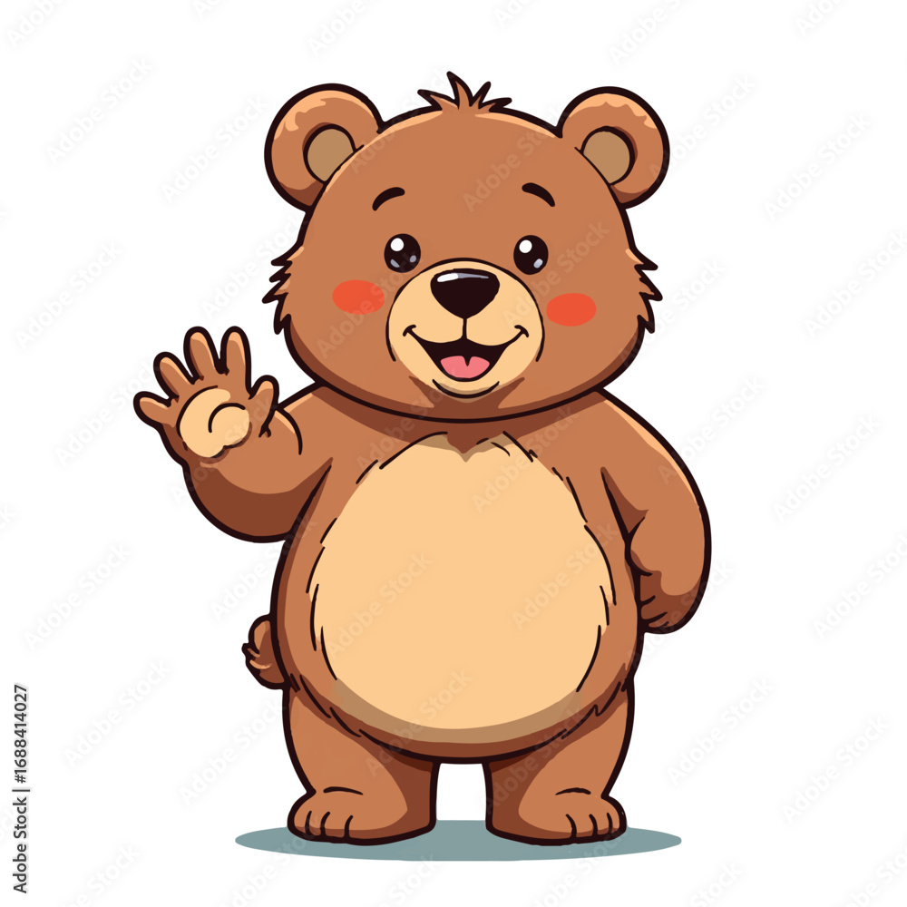 Obraz premium Adorable Bear Standing Cartoon, Cute Animal Vector Illustration