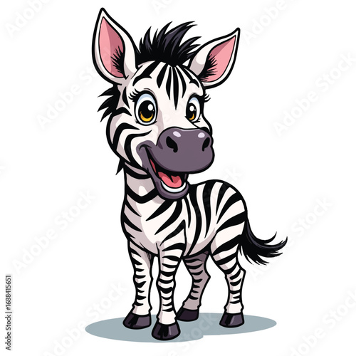 Cute Zebra Smiling Cartoon Vector Illustration, Cute Animal Vector Illustration